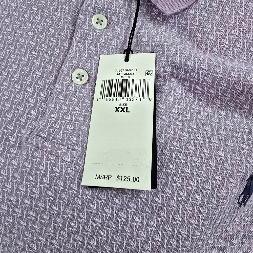 Polo Ralph Lauren Mens Classic Fit Stretch‎ Mesh Polo Shirt XXL Purple Patterned